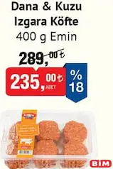 EMİN DANA & KUZU IZGARA KÖFTE 400 G fiyat ve kampanya bilgisi